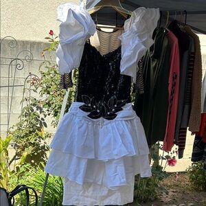 Elegant Vintage Black and White Midi Dress